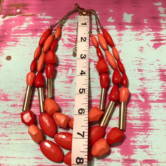 Coral & gold statement necklace 12” - 15” - Picture 3 of 3